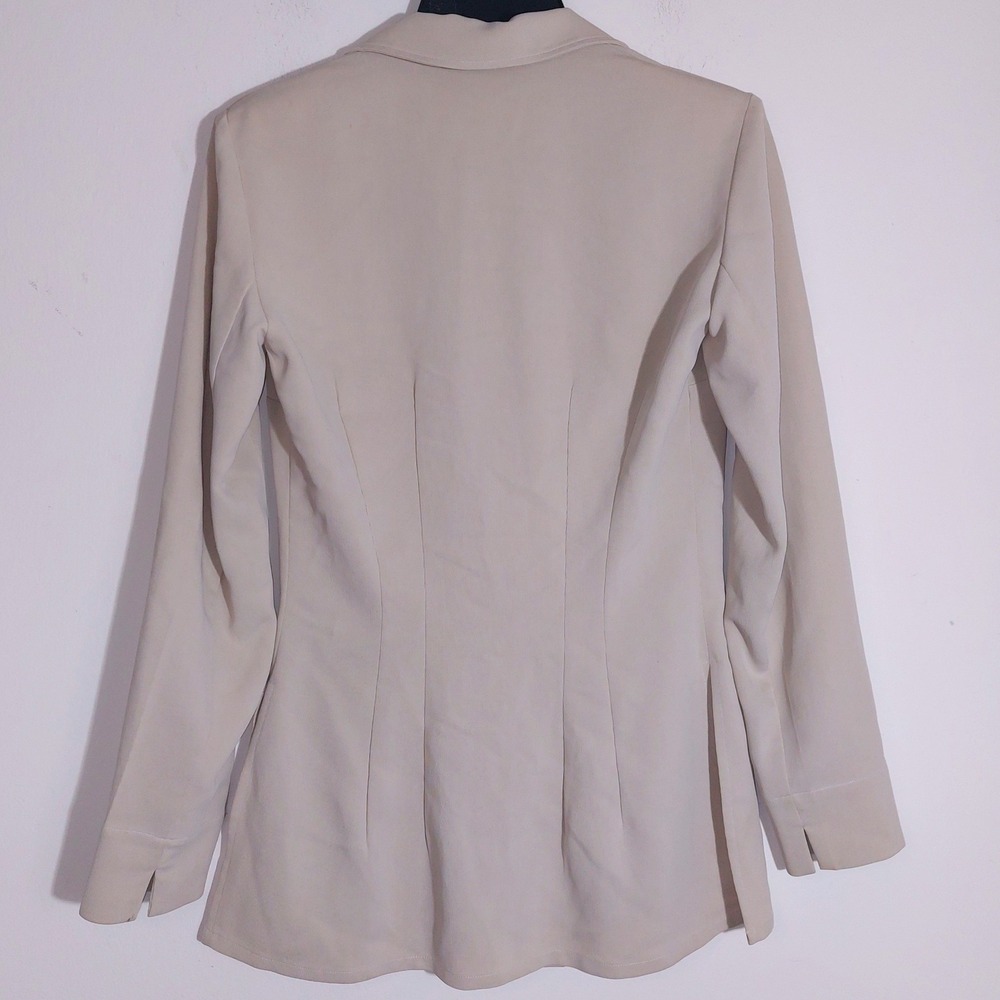 Pablo Paris Women's Vintage Beige Tailored Ribbed Blazer Jacket Size 36 - Picture 6 of 12